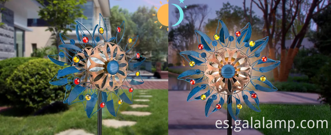 Colorida Solar Spinner de metal al aire libre para lámpara de decoración del jardín